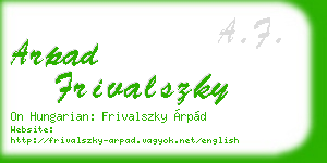 arpad frivalszky business card